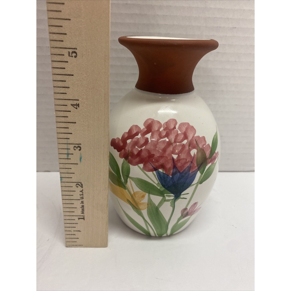 Emerson Creek Pottery Floral Hand Painted Vase Bedford Virginia 5" 1993